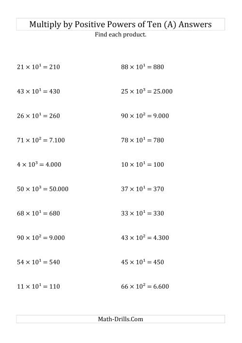 multiplying whole numbers by positive powers of ten exponent form a