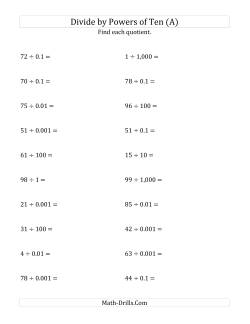 Powers Of Ten Worksheets