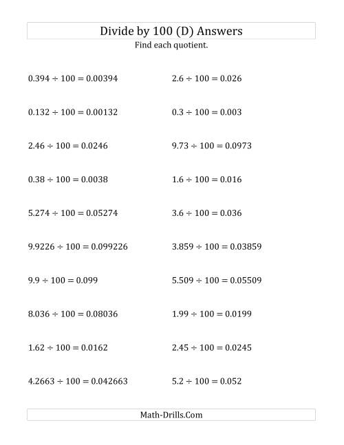 dividing decimals by 100 d