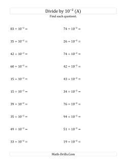 Dividing Whole Numbers by 10<sup>-2</sup>