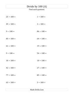 Dividing Whole Numbers by 100