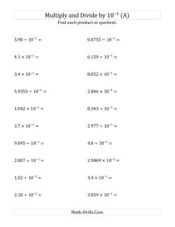 Multiplying and Dividing Decimals by 10<sup>-1</sup>