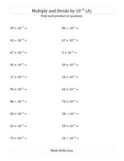 Multiplying and Dividing Whole Numbers by 10<sup>-2</sup>