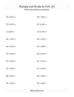 Multiplying and Dividing Whole Numbers by 0.01