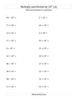 Multiplying and Dividing Whole Numbers by 10<sup>1</sup>
