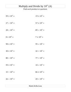 Multiplying and Dividing Whole Numbers by 10<sup>2</sup>