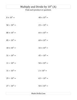 Multiplying and Dividing Whole Numbers by 10<sup>3</sup>