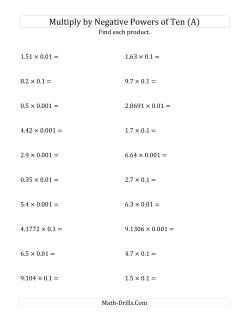 Multiplying Decimals by Negative Powers of Ten (Standard Form)