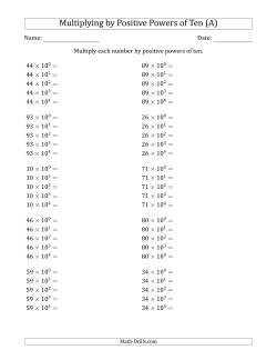 Learning to Multiply Numbers (Range 10 to 99) by Positive Powers of Ten in Exponent Form