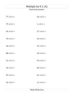 Multiplying Whole Numbers by 0.1