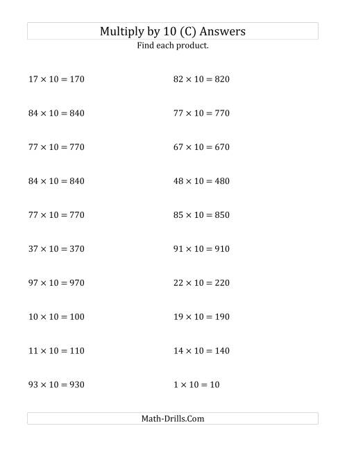 multiplying whole numbers by 10 c