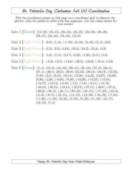 The St. Patrick's Day Cartesian Art Shamrock Math Worksheet Page 2