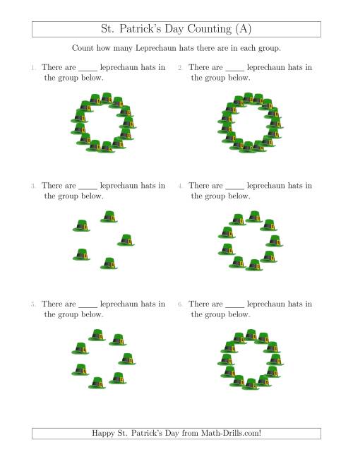 The Counting Leprechaun Hats in Circular Arrangements (A) Math Worksheet