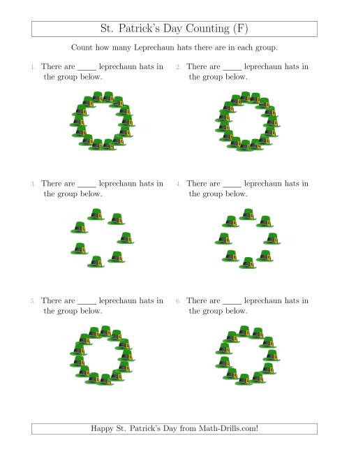 The Counting Leprechaun Hats in Circular Arrangements (F) Math Worksheet