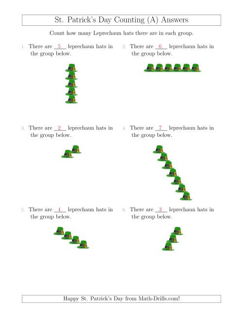 The Counting Leprechaun Hats in Linear Arrangements (A) Math Worksheet Page 2