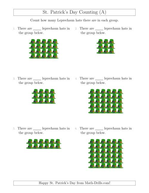 The Counting Leprechaun Hats in Rectangular Arrangements (A) Math Worksheet