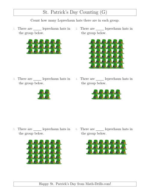 The Counting Leprechaun Hats in Rectangular Arrangements (G) Math Worksheet