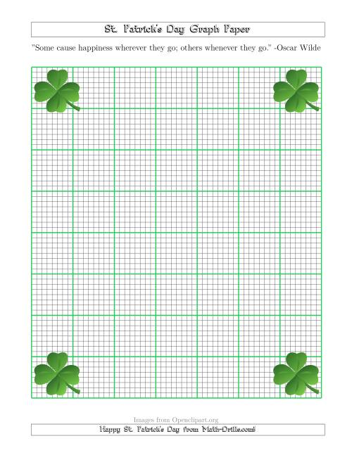 The St. Patrick's Day Graph Paper 1/8 Inch with a Clover Theme Math Worksheet