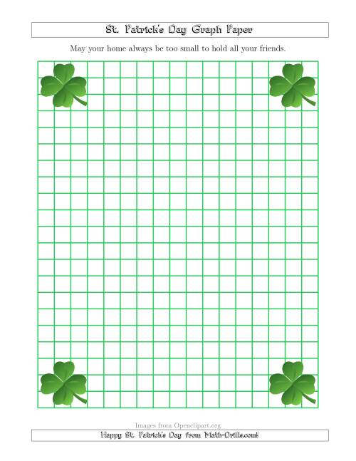 The St. Patrick's Day Graph Paper 1 cm with a Clover Theme Math Worksheet