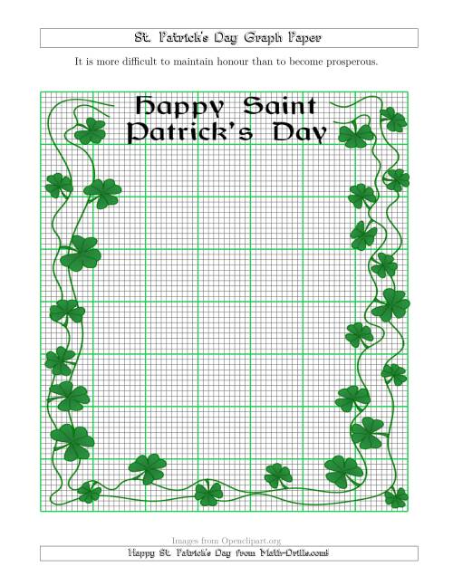 The St. Patrick's Day Graph Paper 2.5/0.25 cm with a Fancy Border Math Worksheet