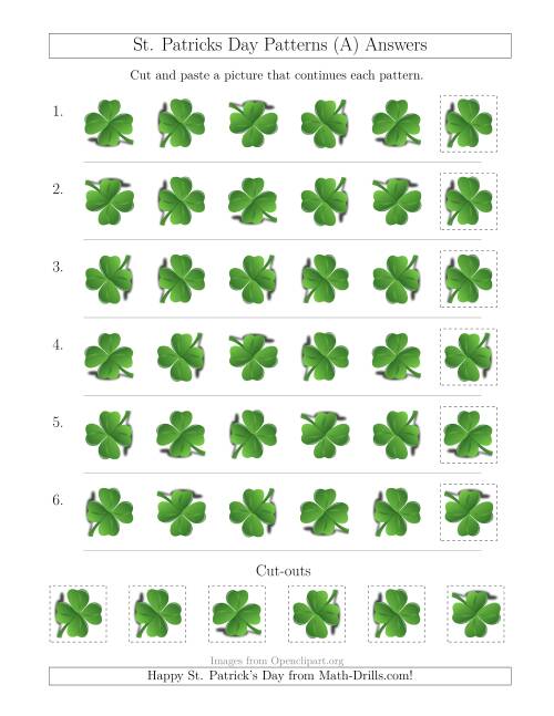 The St. Patrick's Day Picture Patterns with Rotation Attribute Only (A) Math Worksheet Page 2