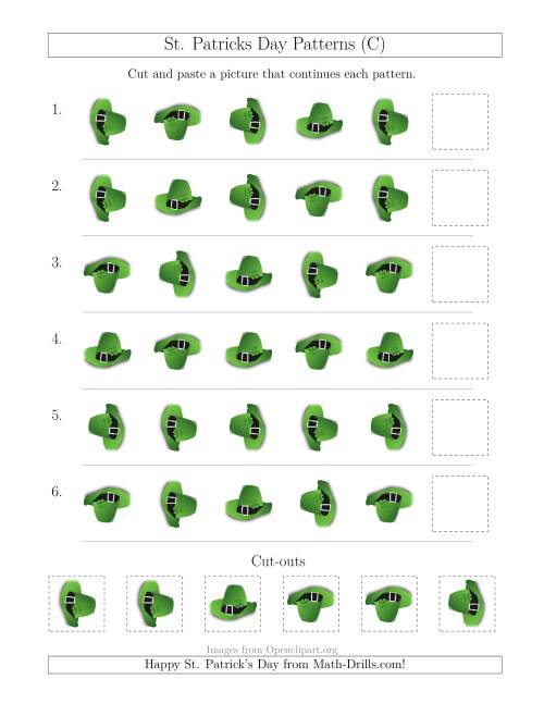 The St. Patrick's Day Picture Patterns with Rotation Attribute Only (C) Math Worksheet