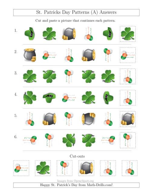 The St. Patrick's Day Picture Patterns with Shape and Rotation Attributes (All) Math Worksheet Page 2