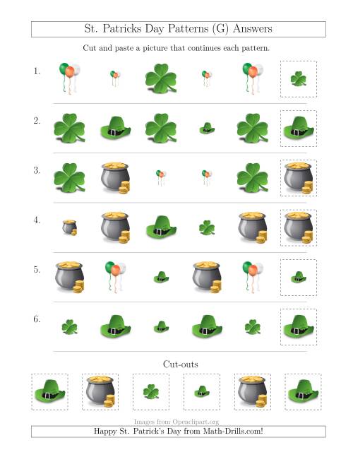 The St. Patrick's Day Picture Patterns with Size and Shape Attributes (G) Math Worksheet Page 2