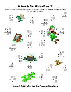 St. Patrick's Day Mixed Operations with Missing Digits