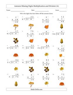 Autumn Missing Digits Multiplication and Division (Harder Version)