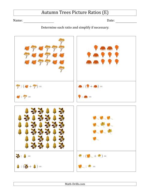 The Autumn Trees Picture Ratios (Scattered) (E) Math Worksheet