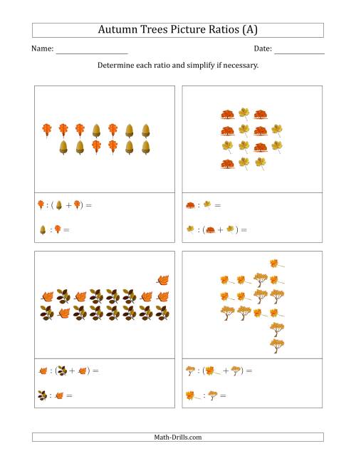 The Autumn Trees Picture Ratios (Scattered) (All) Math Worksheet