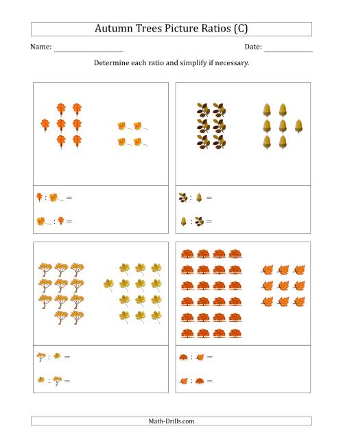 The Autumn Trees Part-to-Part Picture Ratios (Grouped) (C) Math Worksheet