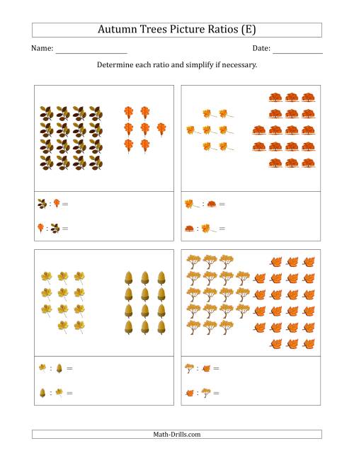 The Autumn Trees Part-to-Part Picture Ratios (Grouped) (E) Math Worksheet