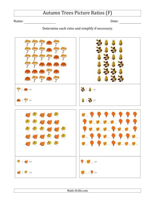 The Autumn Trees Part-to-Part Picture Ratios (Scattered) (F) Math Worksheet
