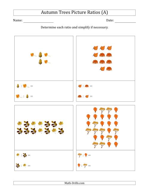 The Autumn Trees Part-to-Part Picture Ratios (Scattered) (All) Math Worksheet