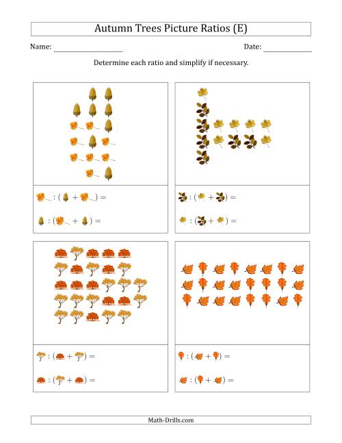 The Autumn Trees Part-to-Whole Picture Ratios (Scattered) (E) Math Worksheet