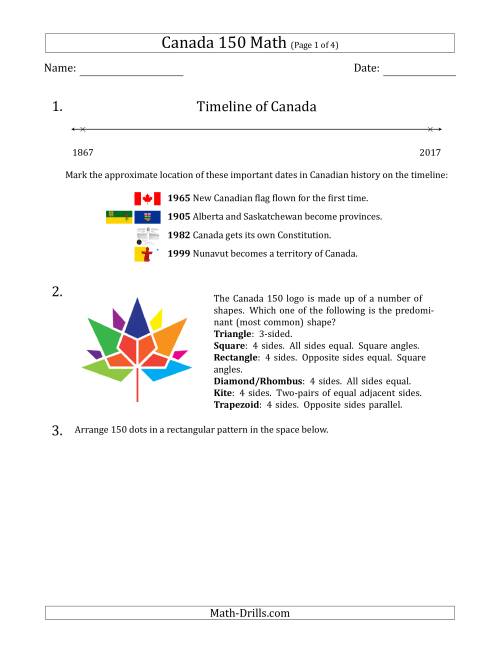 The Canada 150 Math Word Problems Math Worksheet