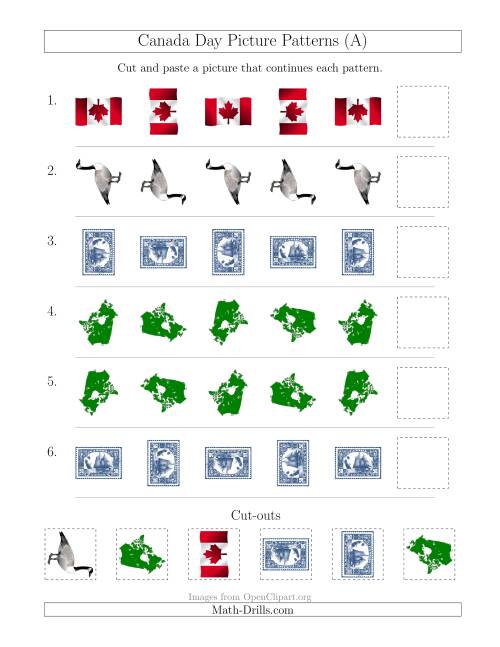 The Canada Day Picture Patterns with Rotation Attribute Only (A) Math Worksheet