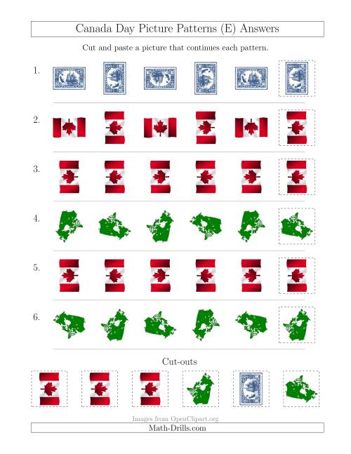The Canada Day Picture Patterns with Rotation Attribute Only (E) Math Worksheet Page 2