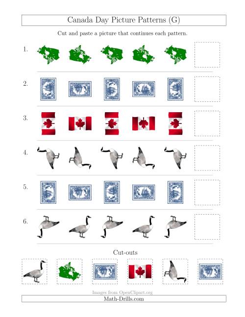 The Canada Day Picture Patterns with Rotation Attribute Only (G) Math Worksheet