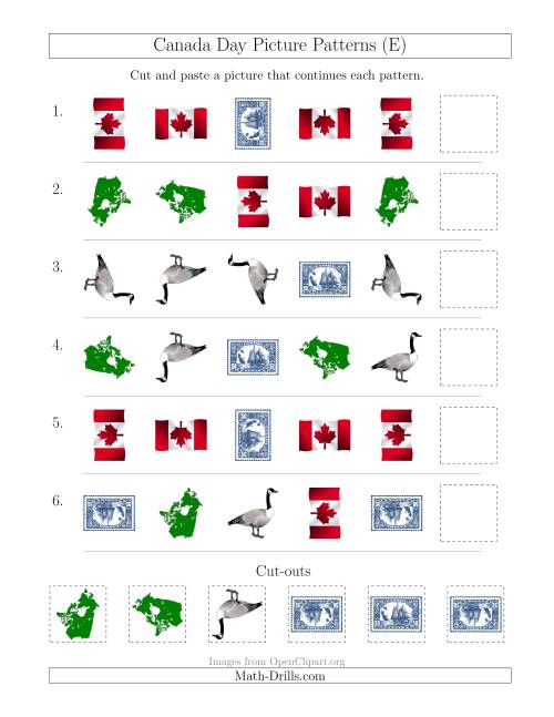 The Canada Day Picture Patterns with Shape and Rotation Attributes (E) Math Worksheet