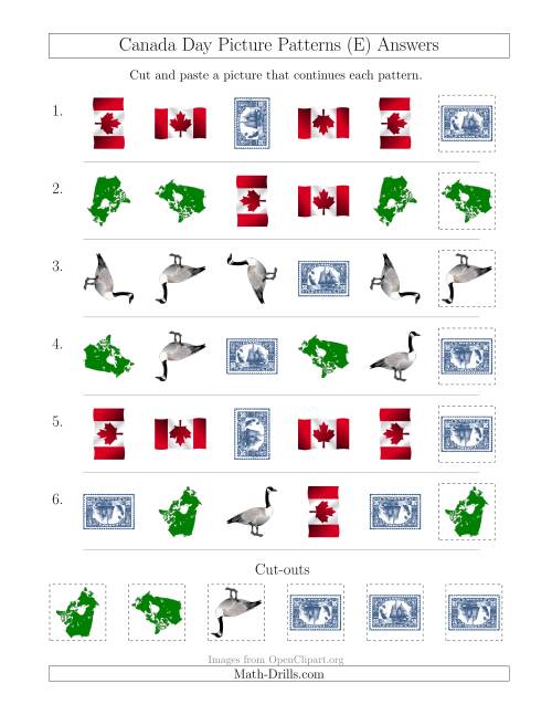 The Canada Day Picture Patterns with Shape and Rotation Attributes (E) Math Worksheet Page 2