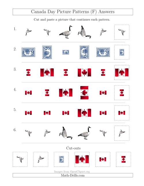 The Canada Day Picture Patterns with Size and Rotation Attributes (F) Math Worksheet Page 2