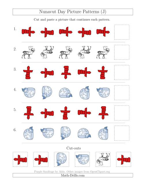The Nunavut Day Picture Patterns with Rotation Attribute Only (J) Math Worksheet