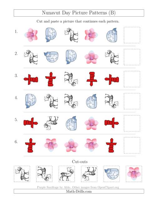 The Nunavut Day Picture Patterns with Shape and Rotation Attributes (B) Math Worksheet