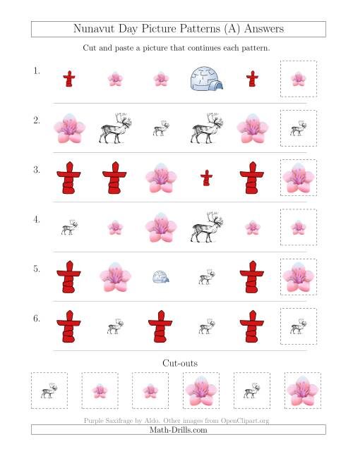 The Nunavut Day Picture Patterns with Shape and Size Attributes (A) Math Worksheet Page 2