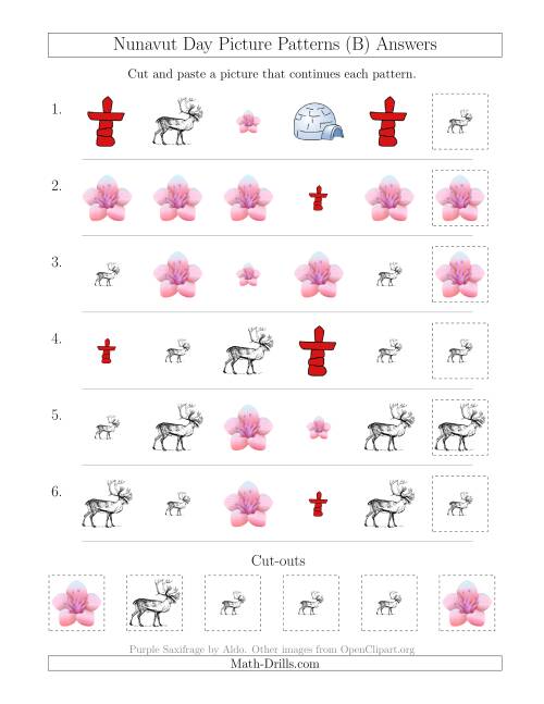 The Nunavut Day Picture Patterns with Shape and Size Attributes (B) Math Worksheet Page 2