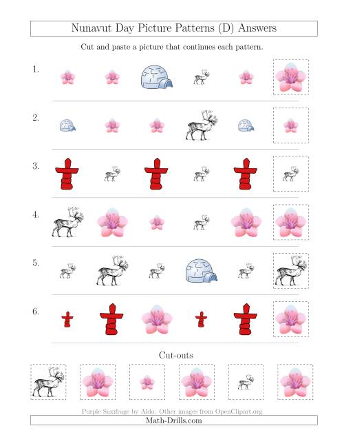 The Nunavut Day Picture Patterns with Shape and Size Attributes (D) Math Worksheet Page 2
