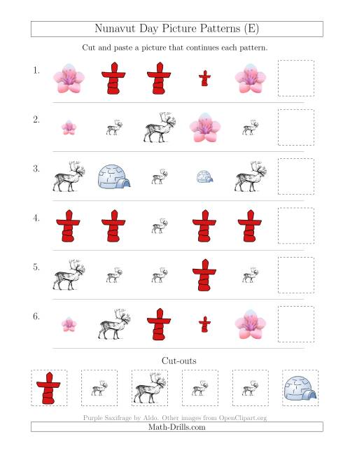 The Nunavut Day Picture Patterns with Shape and Size Attributes (E) Math Worksheet